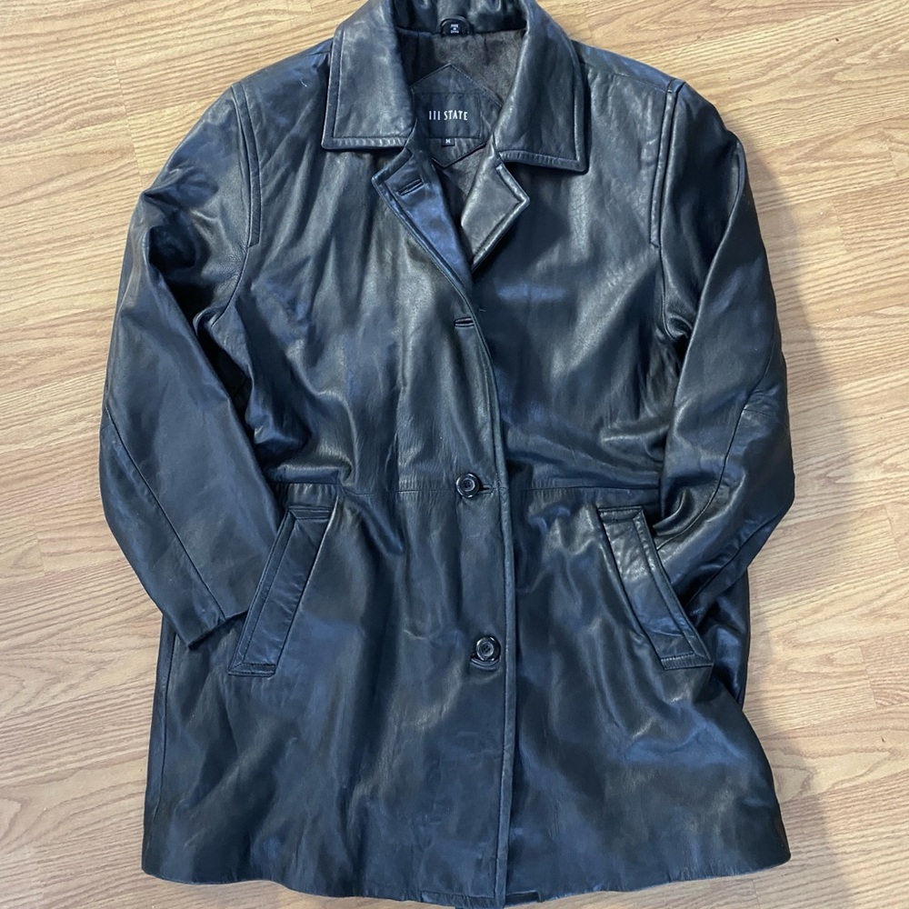 111 State Men's Black Leather Coat - Picture 2 of 10
